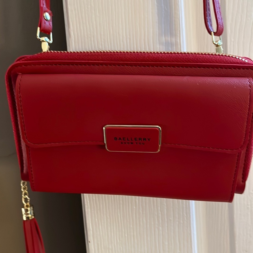 Baellerry red purse, excellent condition.